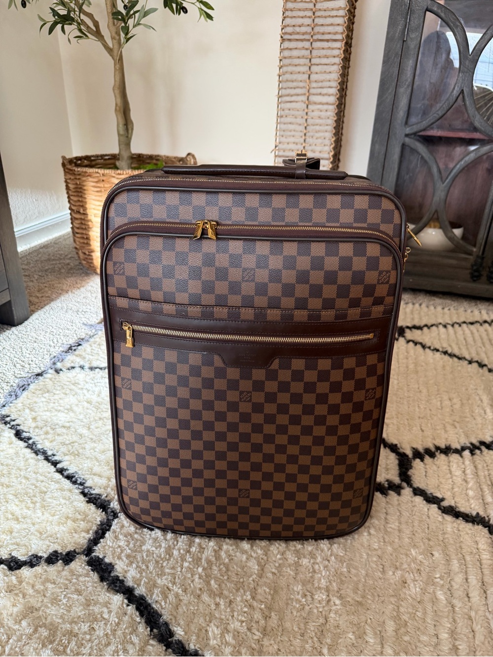 Louis Vuitton Brown Damier Ebene Check Carry-On Travel Bag